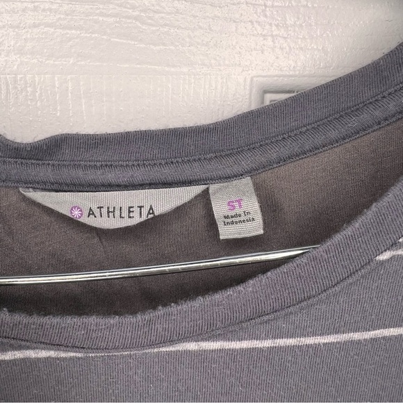 Athleta Womens Small Tall Sleeveless Dress Gray and White Ruching one side GUC - Picture 3 of 6